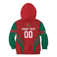 Custom Baseball Mexico 2024 Kid Hoodie Aztec Calendar Pattern - Dynamic Style - Wonder Print Shop