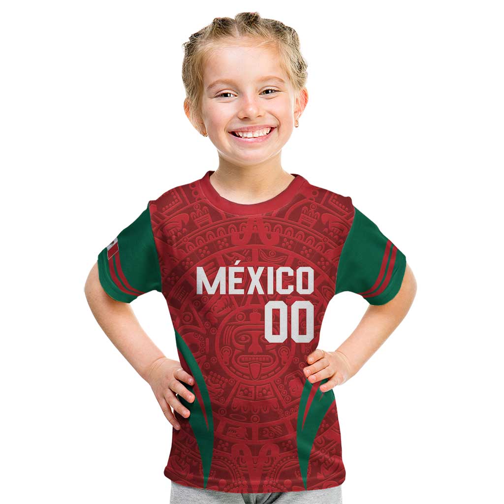 Custom Baseball Mexico 2024 Kid T Shirt Aztec Calendar Pattern - Dynamic Style - Wonder Print Shop