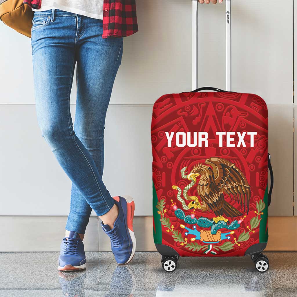 Custom Baseball Mexico 2024 Luggage Cover Aztec Calendar Pattern - Dynamic Style - Wonder Print Shop
