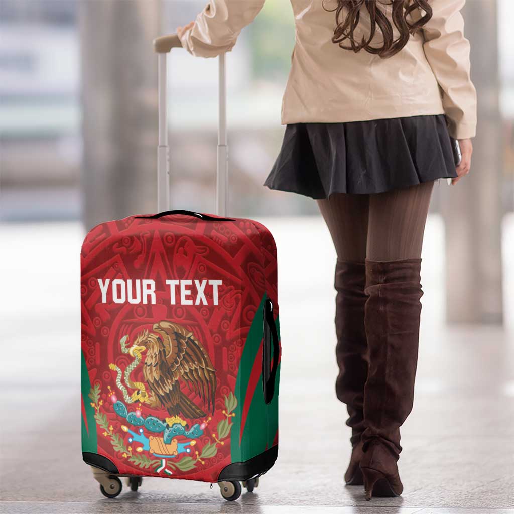 Custom Baseball Mexico 2024 Luggage Cover Aztec Calendar Pattern - Dynamic Style - Wonder Print Shop
