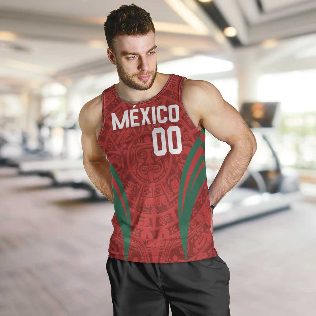 Custom Baseball Mexico 2024 Men Tank Top Aztec Calendar Pattern - Dynamic Style - Wonder Print Shop