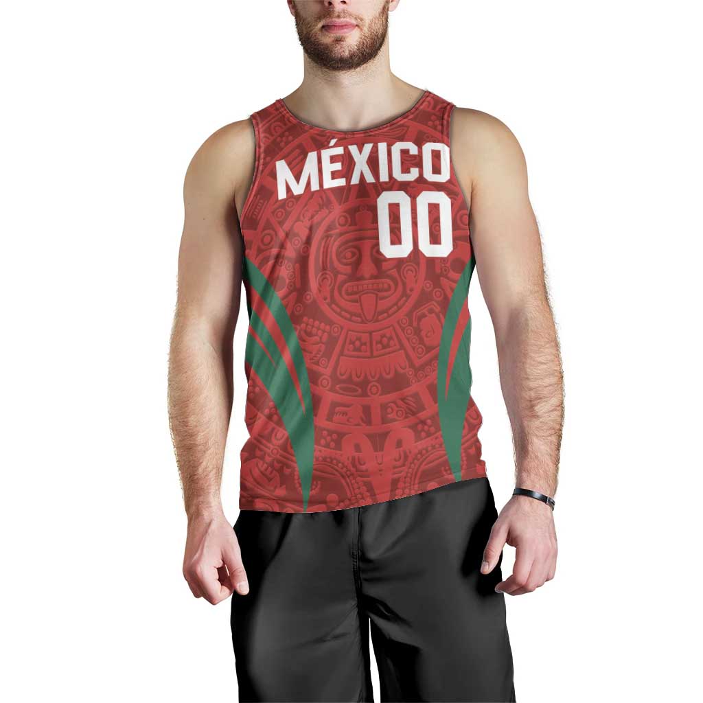 Custom Baseball Mexico 2024 Men Tank Top Aztec Calendar Pattern - Dynamic Style - Wonder Print Shop
