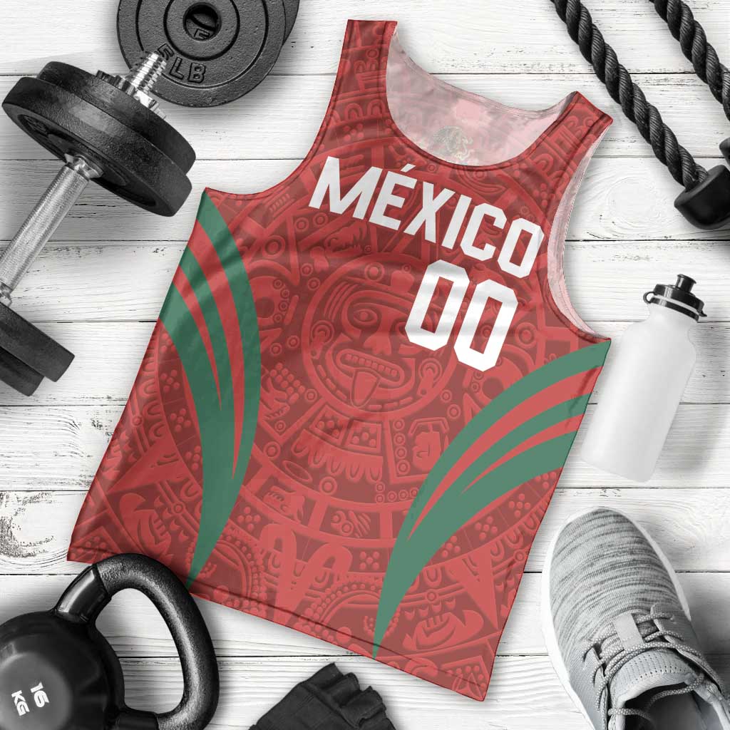 Custom Baseball Mexico 2024 Men Tank Top Aztec Calendar Pattern - Dynamic Style - Wonder Print Shop