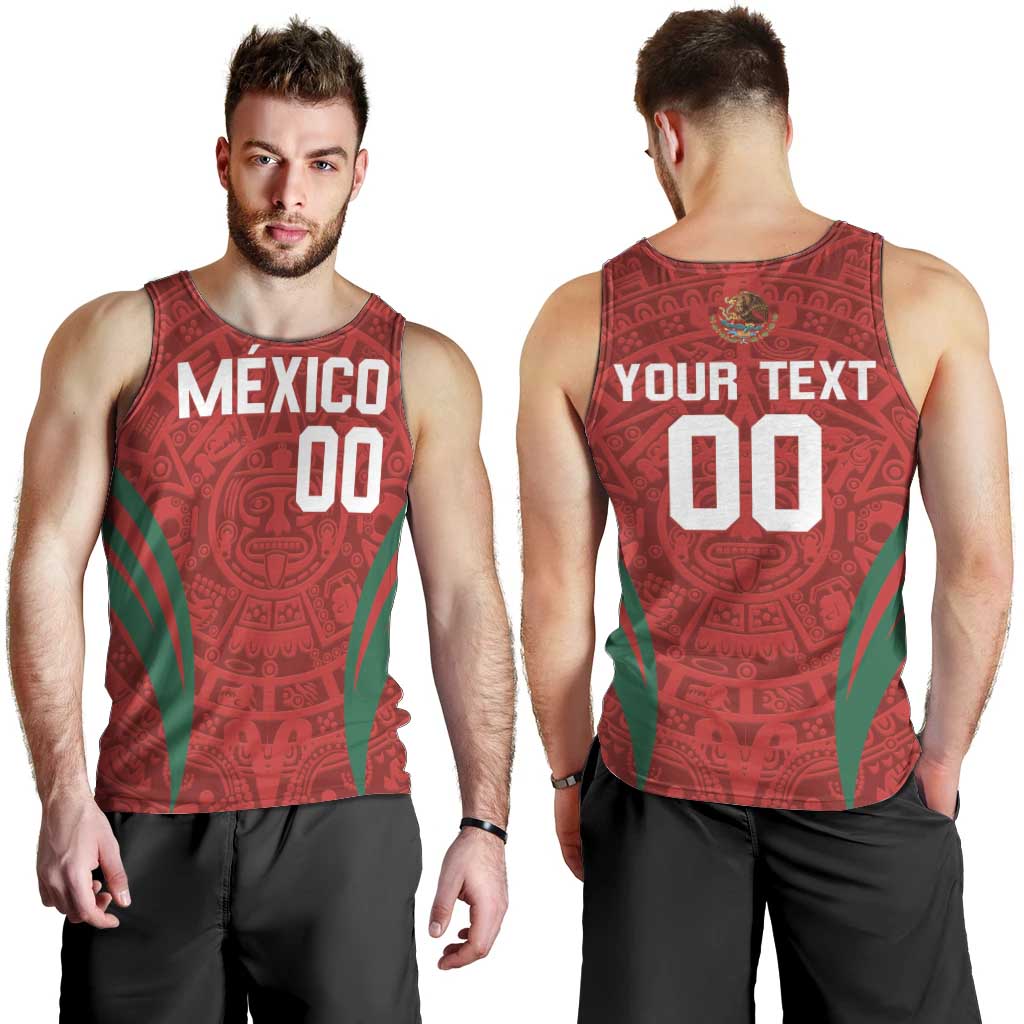 Custom Baseball Mexico 2024 Men Tank Top Aztec Calendar Pattern - Dynamic Style - Wonder Print Shop