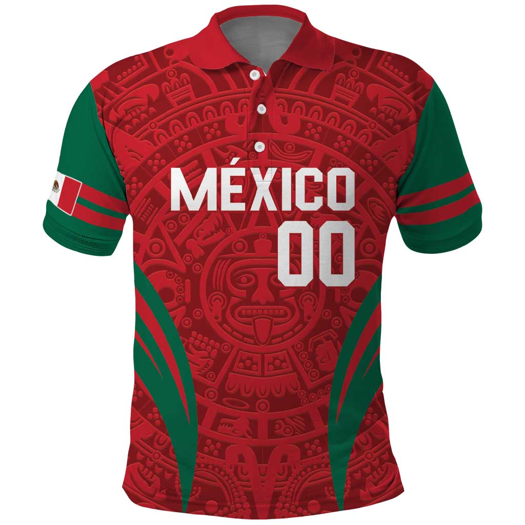 Custom Baseball Mexico 2024 Polo Shirt Aztec Calendar Pattern - Dynamic Style - Wonder Print Shop