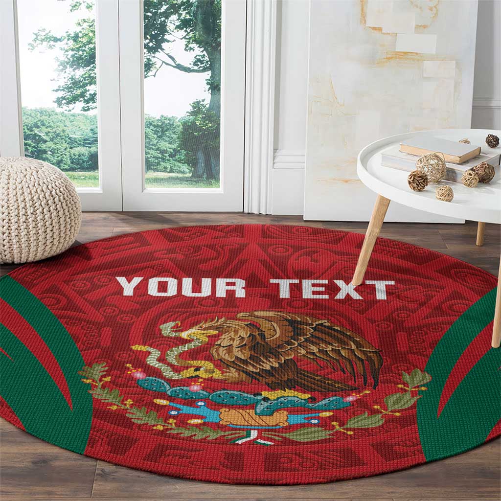 Custom Baseball Mexico 2024 Round Carpet Aztec Calendar Pattern - Dynamic Style