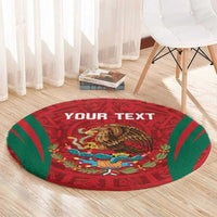 Custom Baseball Mexico 2024 Round Carpet Aztec Calendar Pattern - Dynamic Style