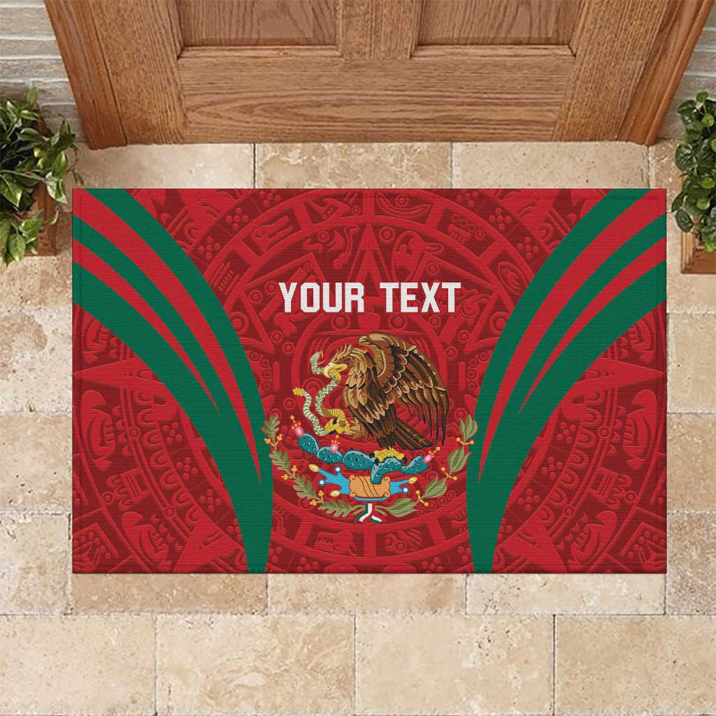 Custom Baseball Mexico 2024 Rubber Doormat Aztec Calendar Pattern - Dynamic Style - Wonder Print Shop
