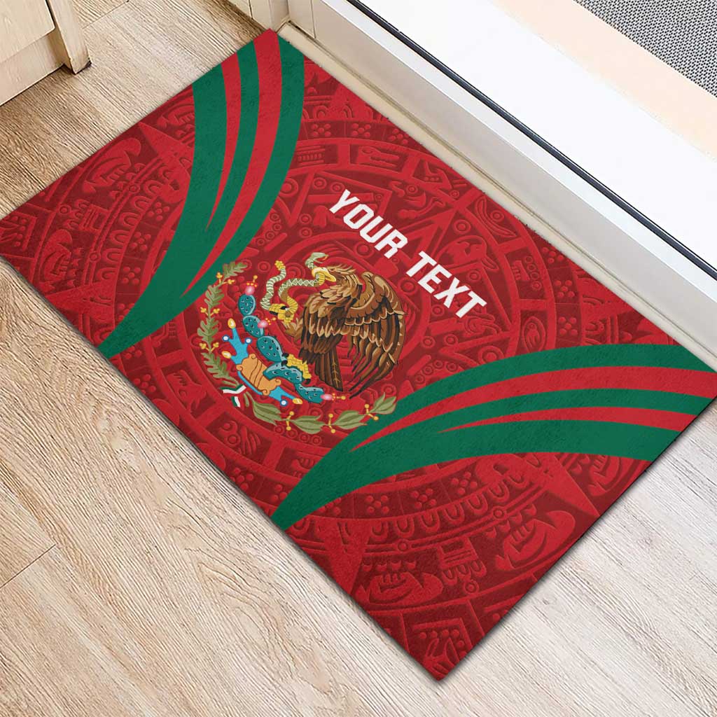 Custom Baseball Mexico 2024 Rubber Doormat Aztec Calendar Pattern - Dynamic Style - Wonder Print Shop