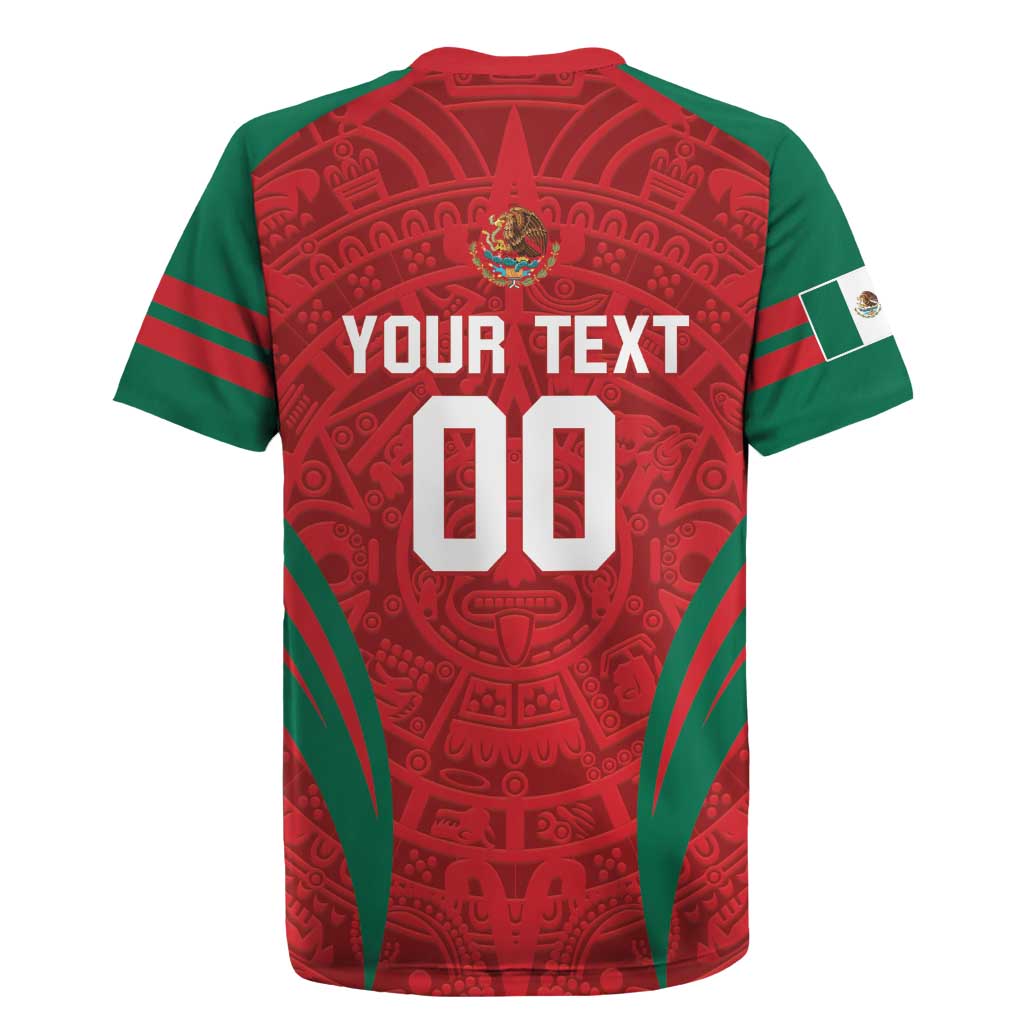 Custom Baseball Mexico 2024 Rugby Jersey Aztec Calendar Pattern - Dynamic Style - Wonder Print Shop