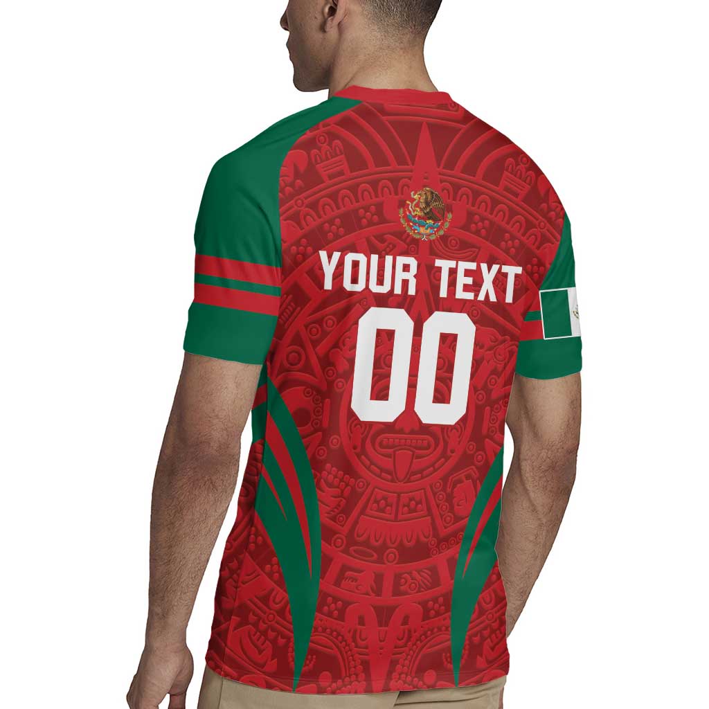 Custom Baseball Mexico 2024 Rugby Jersey Aztec Calendar Pattern - Dynamic Style - Wonder Print Shop