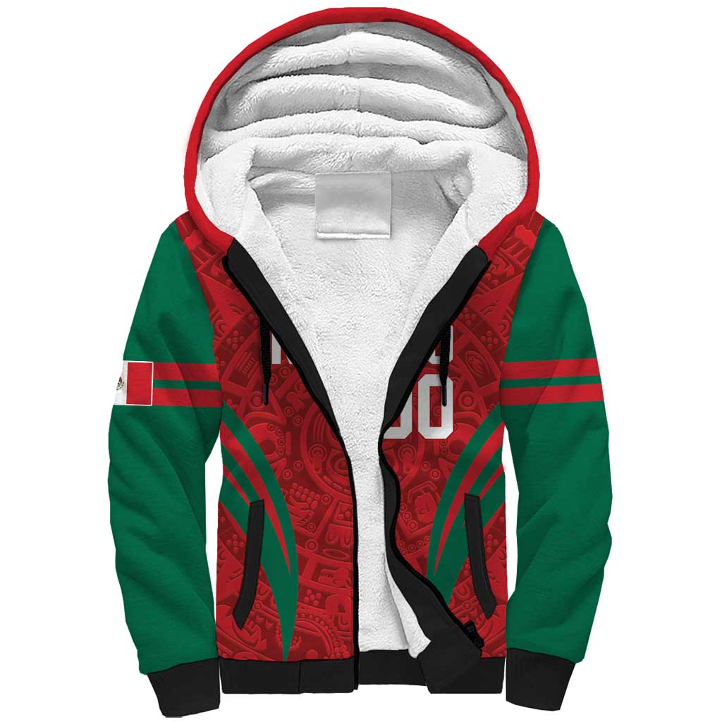 Custom Baseball Mexico 2024 Sherpa Hoodie Aztec Calendar Pattern - Dynamic Style - Wonder Print Shop