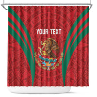 Custom Baseball Mexico 2024 Shower Curtain Aztec Calendar Pattern - Dynamic Style