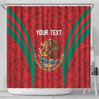 Custom Baseball Mexico 2024 Shower Curtain Aztec Calendar Pattern - Dynamic Style
