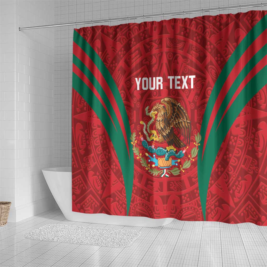Custom Baseball Mexico 2024 Shower Curtain Aztec Calendar Pattern - Dynamic Style