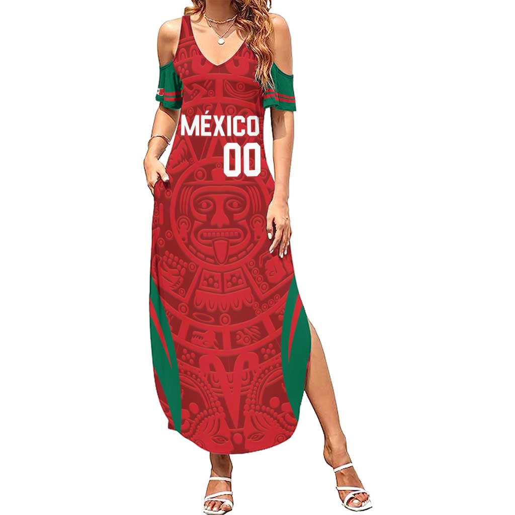 Custom Baseball Mexico 2024 Summer Maxi Dress Aztec Calendar Pattern - Dynamic Style - Wonder Print Shop