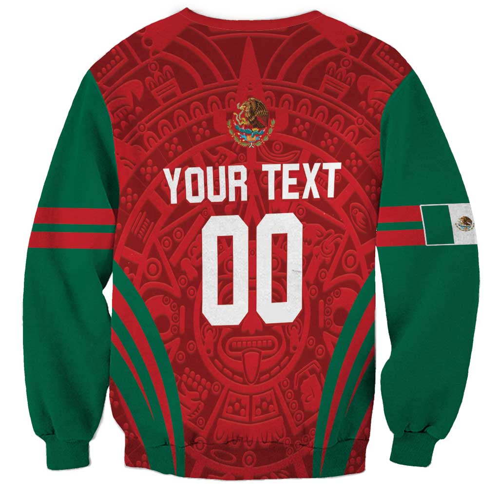 Custom Baseball Mexico 2024 Sweatshirt Aztec Calendar Pattern - Dynamic Style - Wonder Print Shop