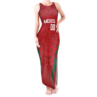 Custom Baseball Mexico 2024 Tank Maxi Dress Aztec Calendar Pattern - Dynamic Style - Wonder Print Shop