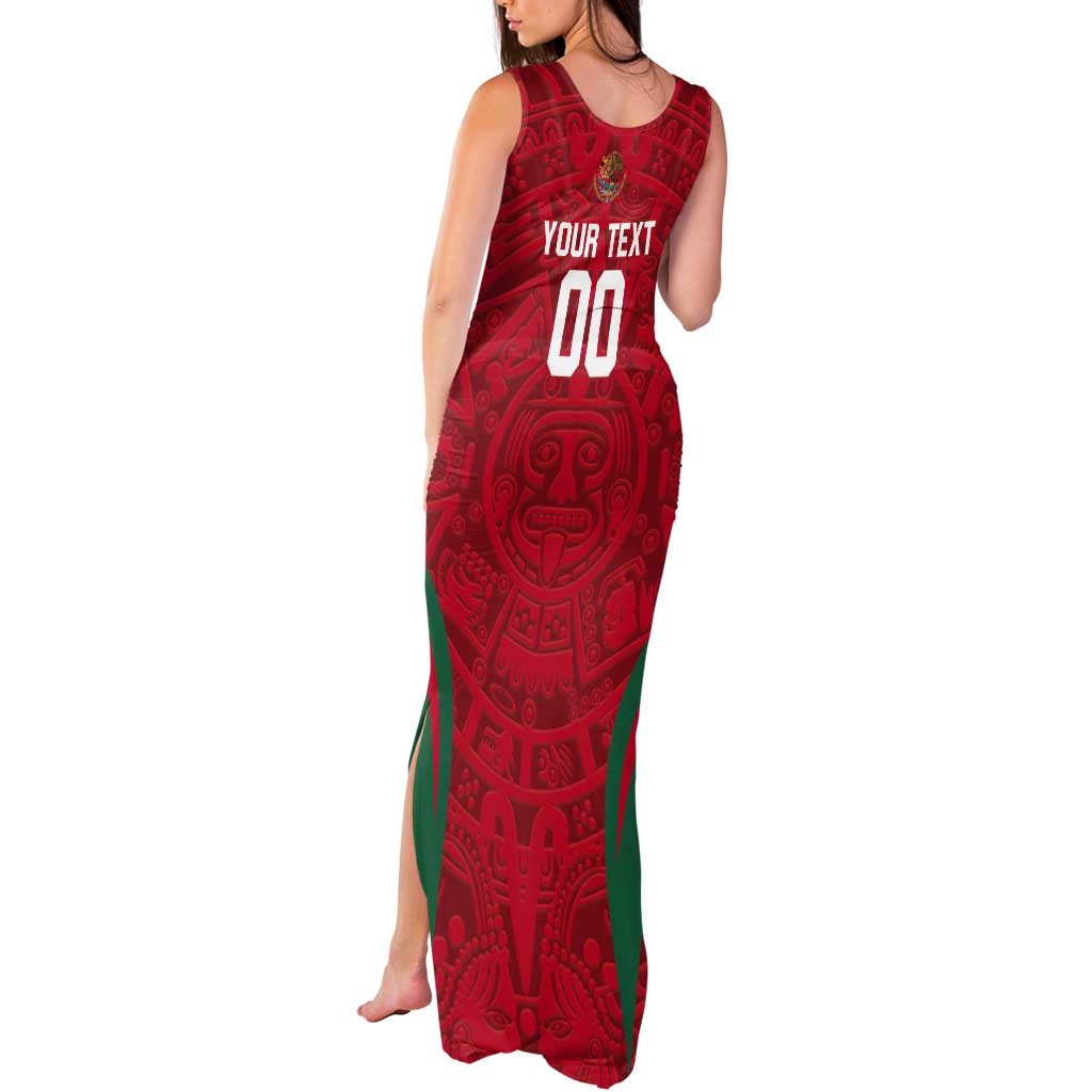 Custom Baseball Mexico 2024 Tank Maxi Dress Aztec Calendar Pattern - Dynamic Style - Wonder Print Shop