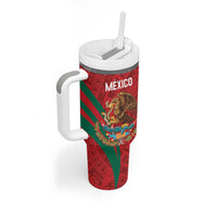 Custom Baseball Mexico 2024 Tumbler With Handle Aztec Calendar Pattern - Dynamic Style - Wonder Print Shop
