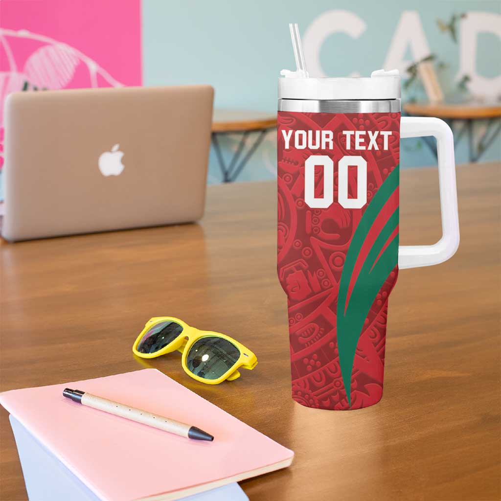 Custom Baseball Mexico 2024 Tumbler With Handle Aztec Calendar Pattern - Dynamic Style - Wonder Print Shop