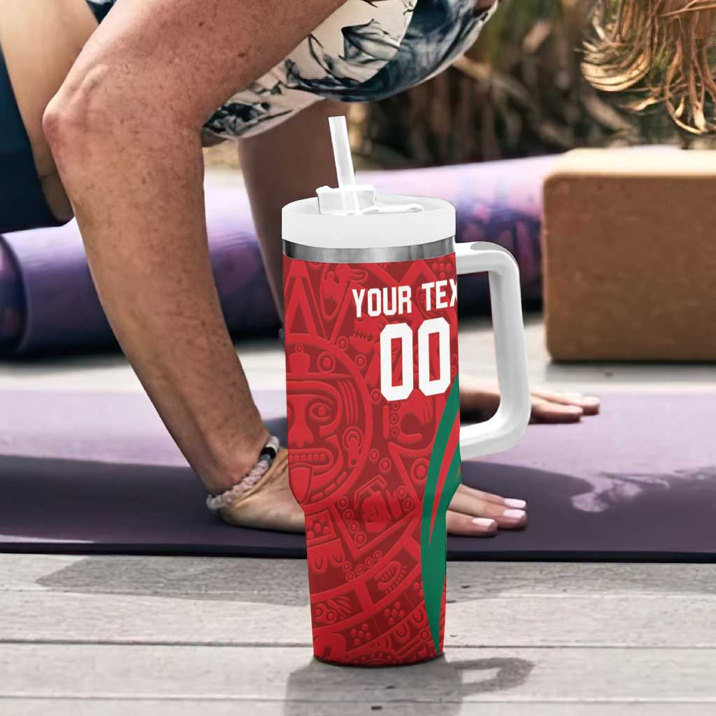 Custom Baseball Mexico 2024 Tumbler With Handle Aztec Calendar Pattern - Dynamic Style - Wonder Print Shop