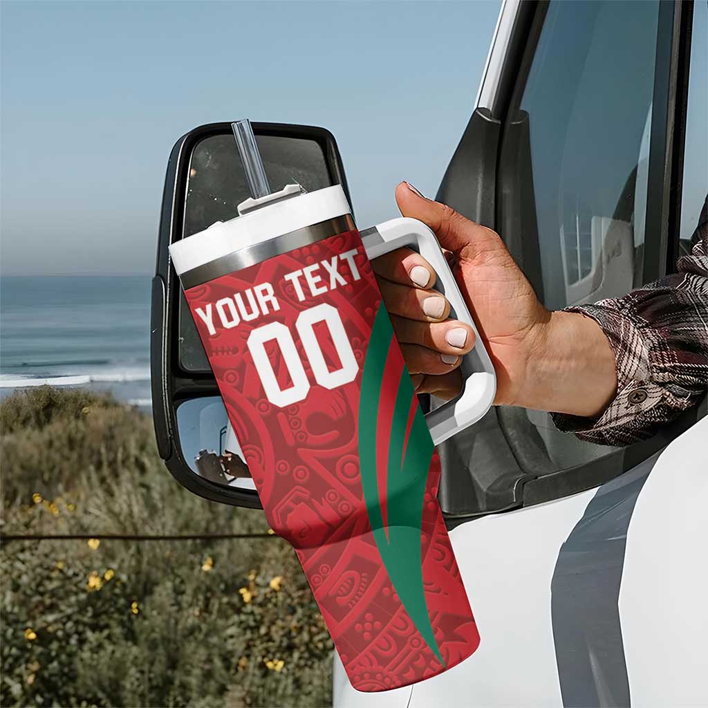 Custom Baseball Mexico 2024 Tumbler With Handle Aztec Calendar Pattern - Dynamic Style - Wonder Print Shop