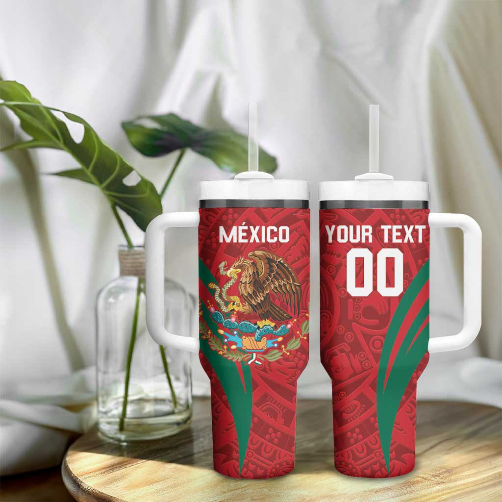 Custom Baseball Mexico 2024 Tumbler With Handle Aztec Calendar Pattern - Dynamic Style - Wonder Print Shop