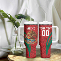 Custom Baseball Mexico 2024 Tumbler With Handle Aztec Calendar Pattern - Dynamic Style - Wonder Print Shop