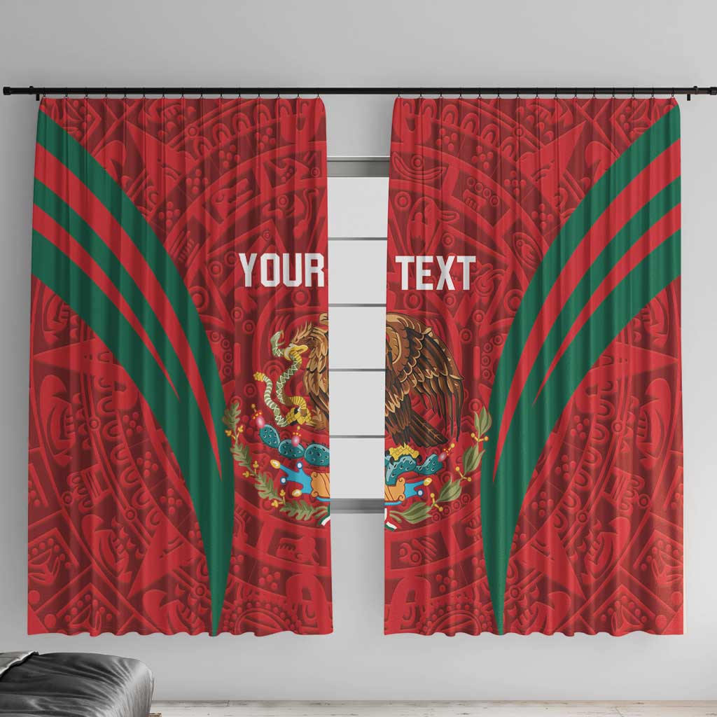 Custom Baseball Mexico 2024 Window Curtain Aztec Calendar Pattern - Dynamic Style - Wonder Print Shop
