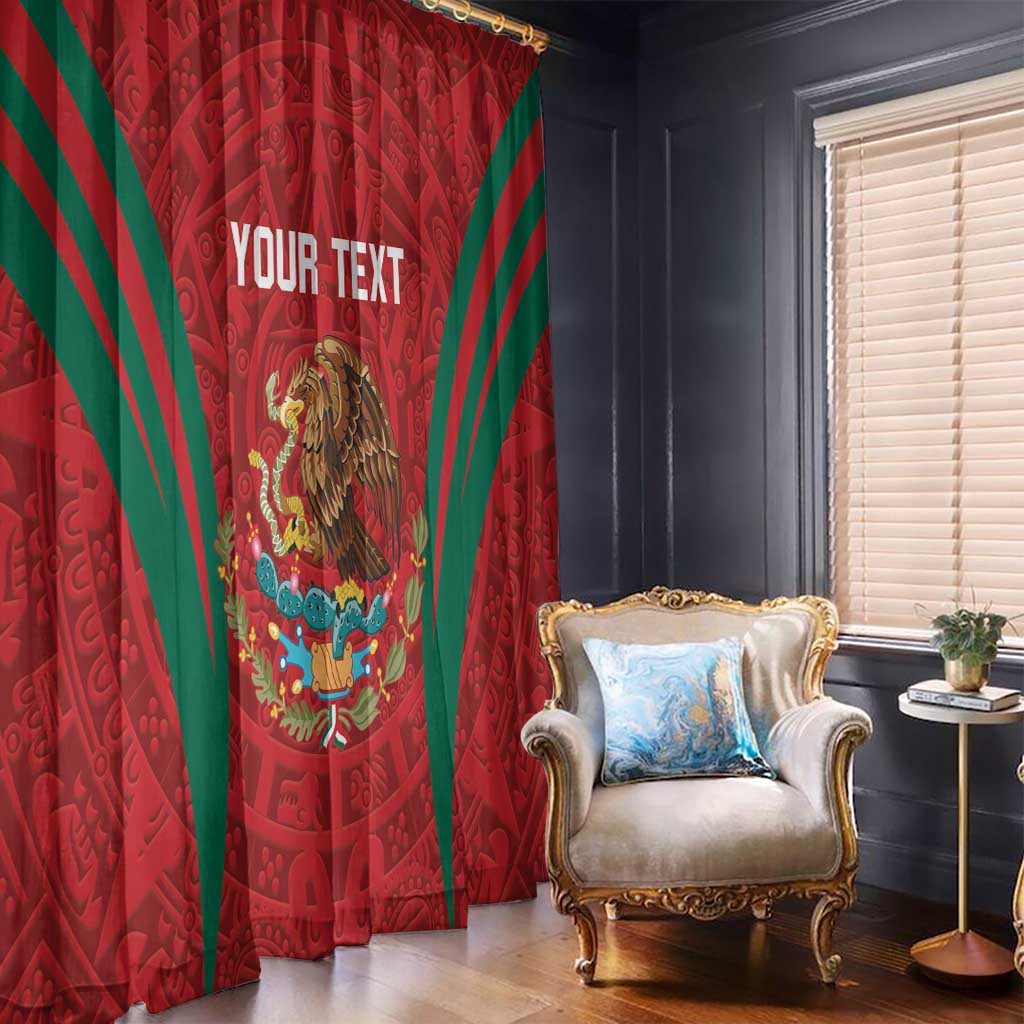Custom Baseball Mexico 2024 Window Curtain Aztec Calendar Pattern - Dynamic Style - Wonder Print Shop