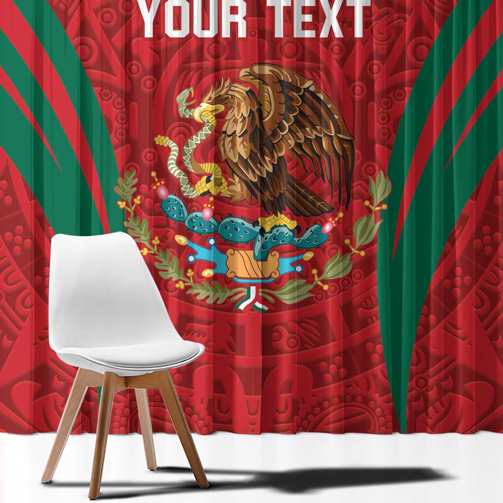 Custom Baseball Mexico 2024 Window Curtain Aztec Calendar Pattern - Dynamic Style - Wonder Print Shop