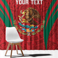 Custom Baseball Mexico 2024 Window Curtain Aztec Calendar Pattern - Dynamic Style - Wonder Print Shop