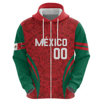 Custom Baseball Mexico 2024 Zip Hoodie Aztec Calendar Pattern - Dynamic Style - Wonder Print Shop