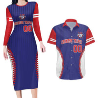 Custom Chinese Taipei Couples Matching Long Sleeve Bodycon Dress and Hawaiian Shirt Go Taiwanese - Baseball Style - Wonder Print Shop