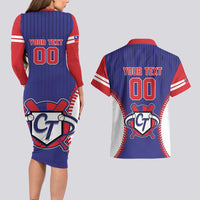 Custom Chinese Taipei Couples Matching Long Sleeve Bodycon Dress and Hawaiian Shirt Go Taiwanese - Baseball Style - Wonder Print Shop
