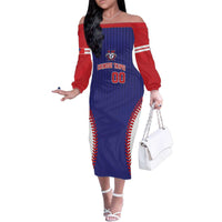 Custom Chinese Taipei Family Matching Off The Shoulder Long Sleeve Dress and Hawaiian Shirt Go Taiwanese - Baseball Style - Wonder Print Shop