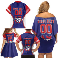 Custom Chinese Taipei Family Matching Off Shoulder Short Dress and Hawaiian Shirt Go Taiwanese - Baseball Style - Wonder Print Shop