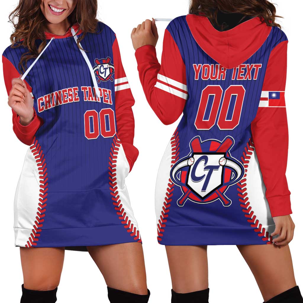 Custom Chinese Taipei Hoodie Dress Go Taiwanese - Baseball Style - Wonder Print Shop