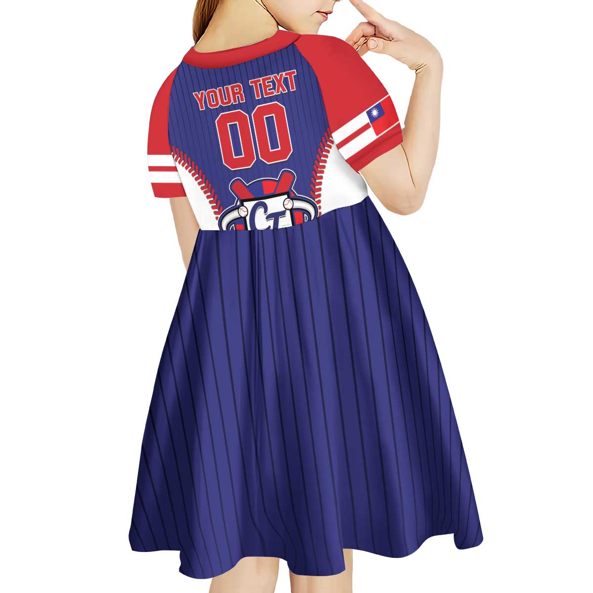 Custom Chinese Taipei Kid Short Sleeve Dress Go Taiwanese - Baseball Style - Wonder Print Shop