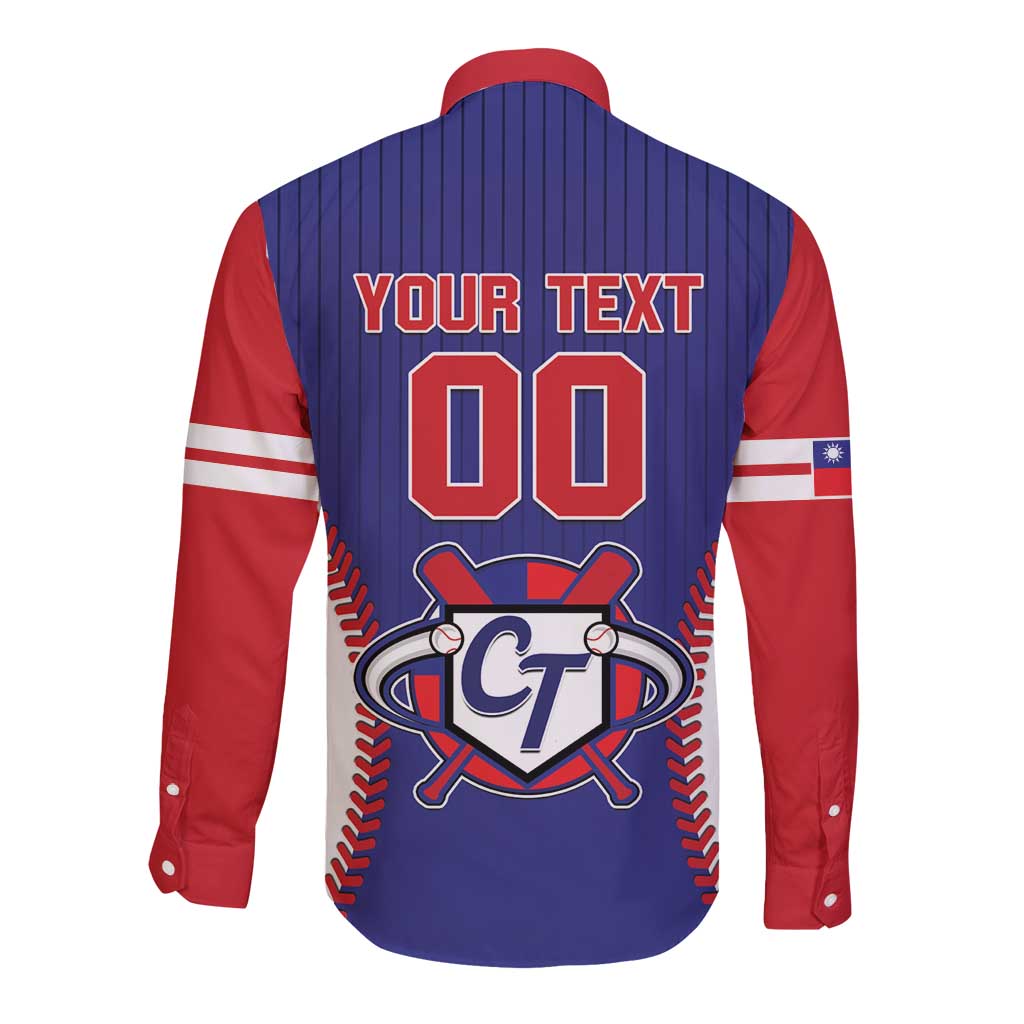 Custom Chinese Taipei Long Sleeve Button Shirt Go Taiwanese - Baseball Style - Wonder Print Shop