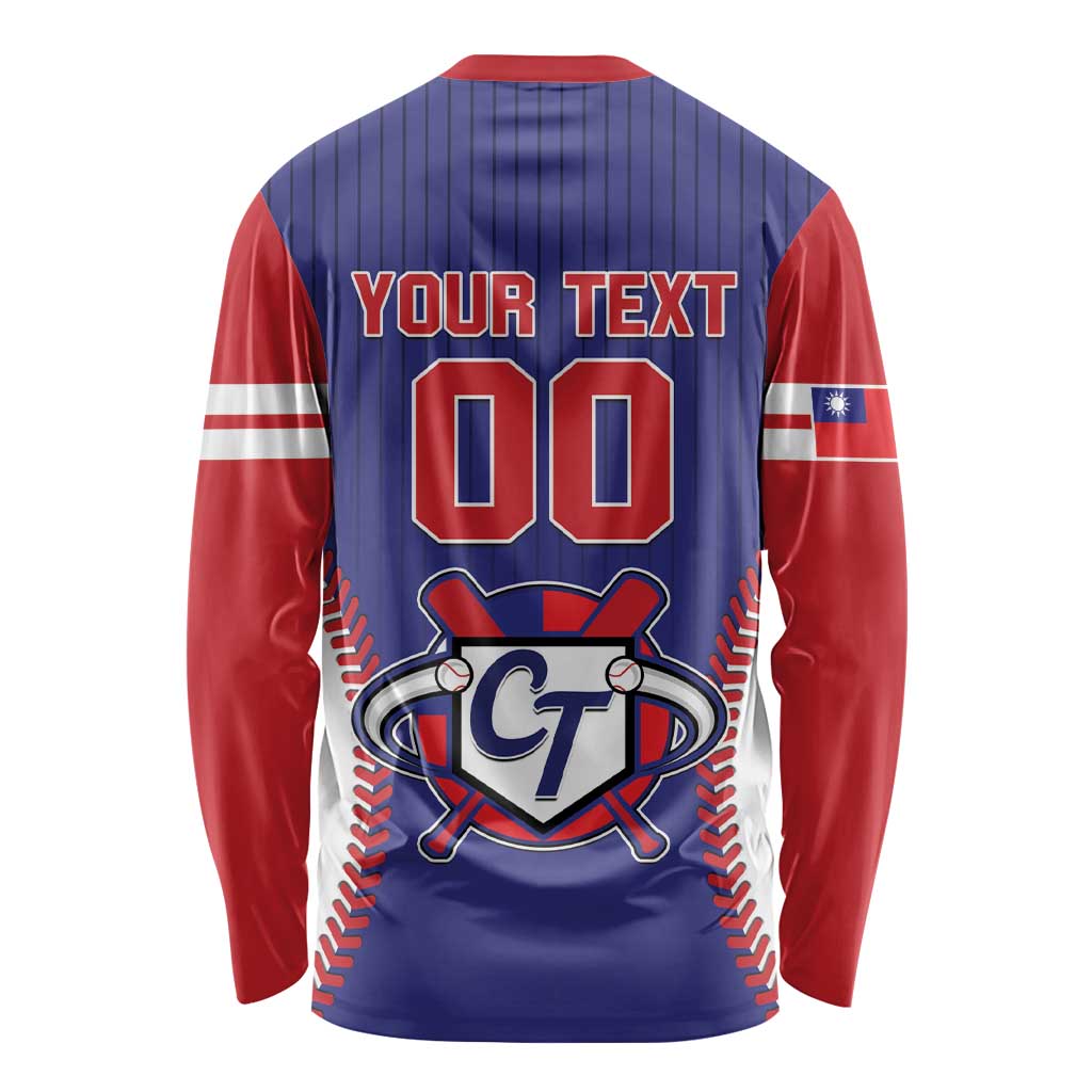 Custom Chinese Taipei Long Sleeve Shirt Go Taiwanese - Baseball Style - Wonder Print Shop