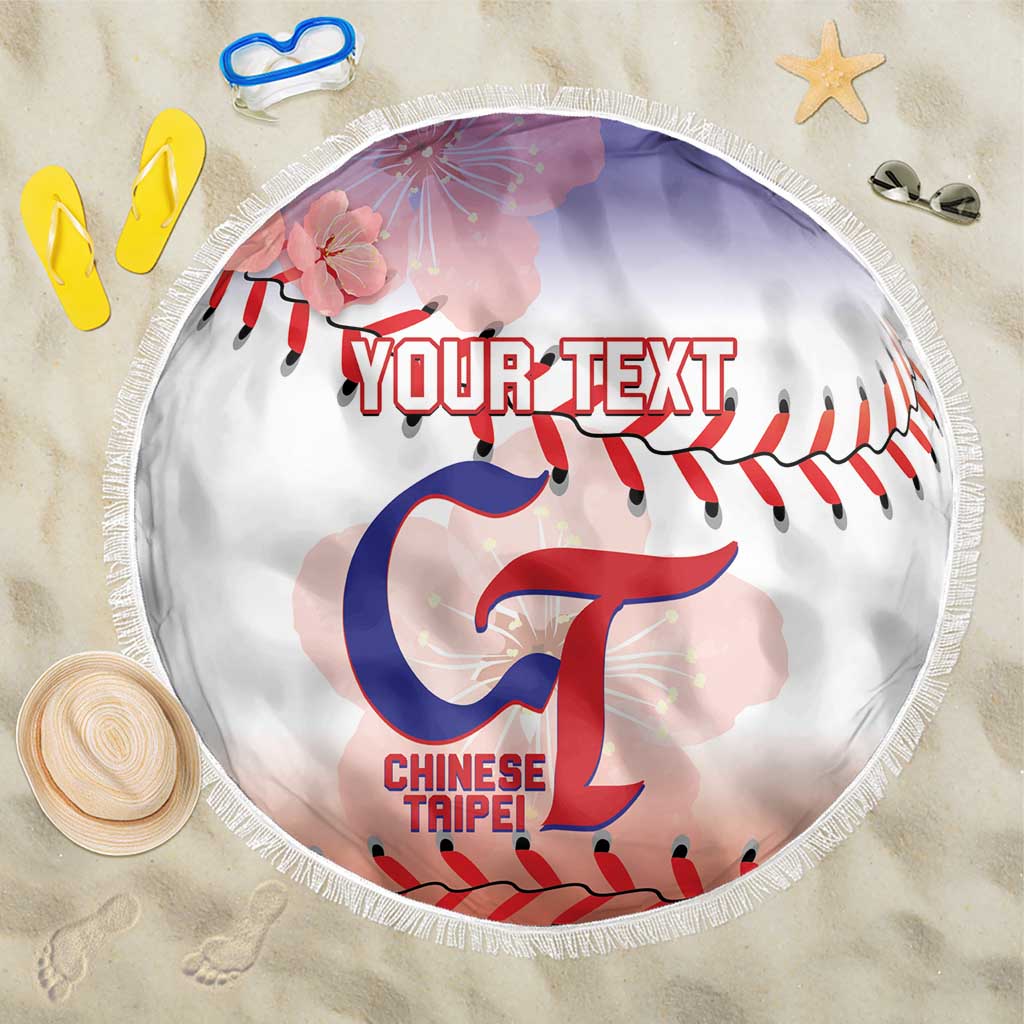 Custom Baseball Chinese Taipei Beach Blanket National Plum Blossom - Dynamic Style - Wonder Print Shop