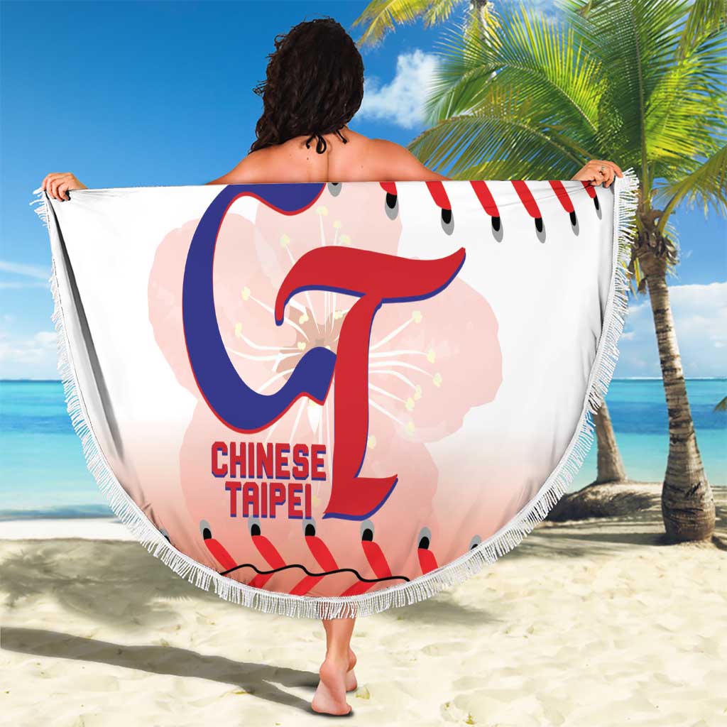 Custom Baseball Chinese Taipei Beach Blanket National Plum Blossom - Dynamic Style - Wonder Print Shop