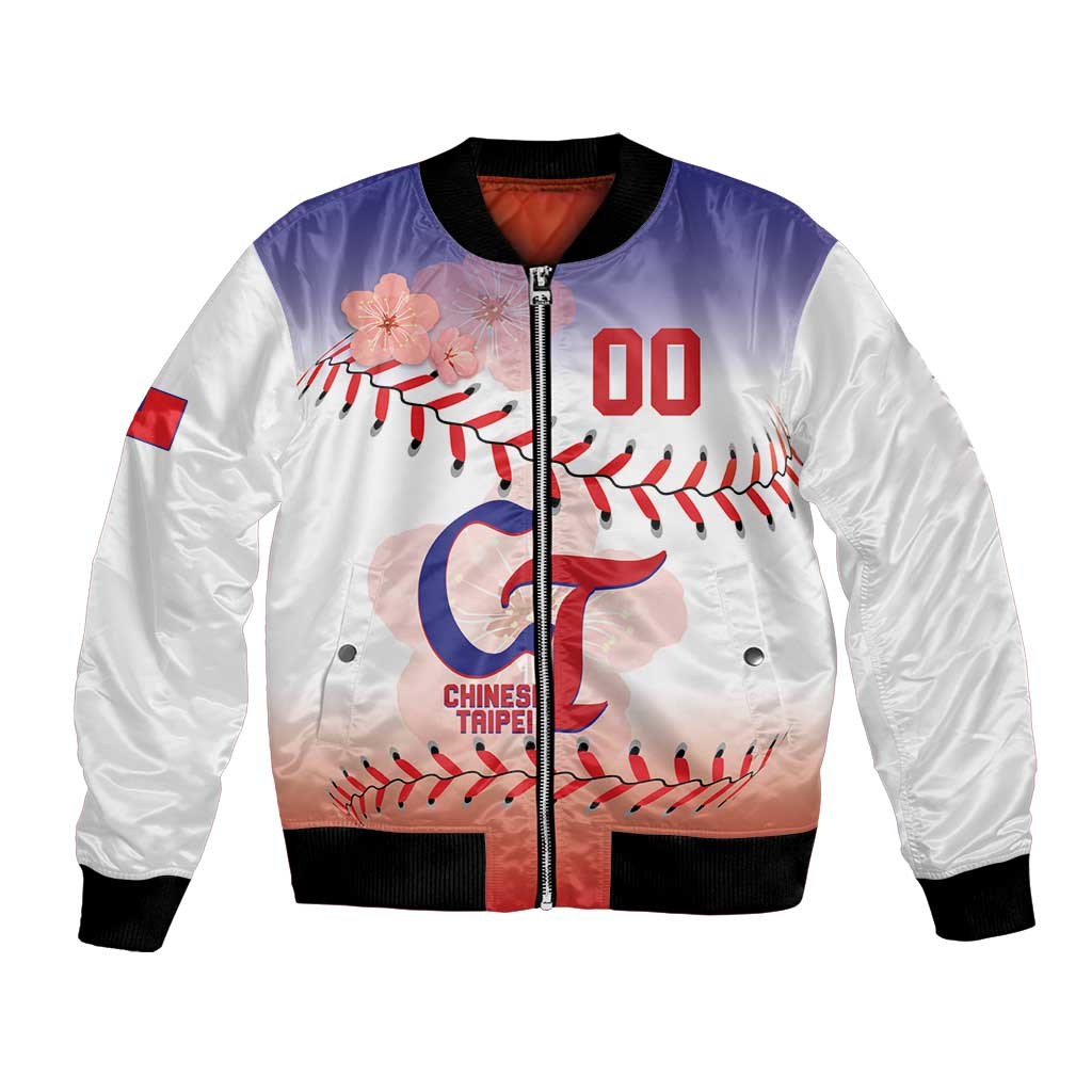 Custom Baseball Chinese Taipei Bomber Jacket National Plum Blossom - Dynamic Style - Wonder Print Shop