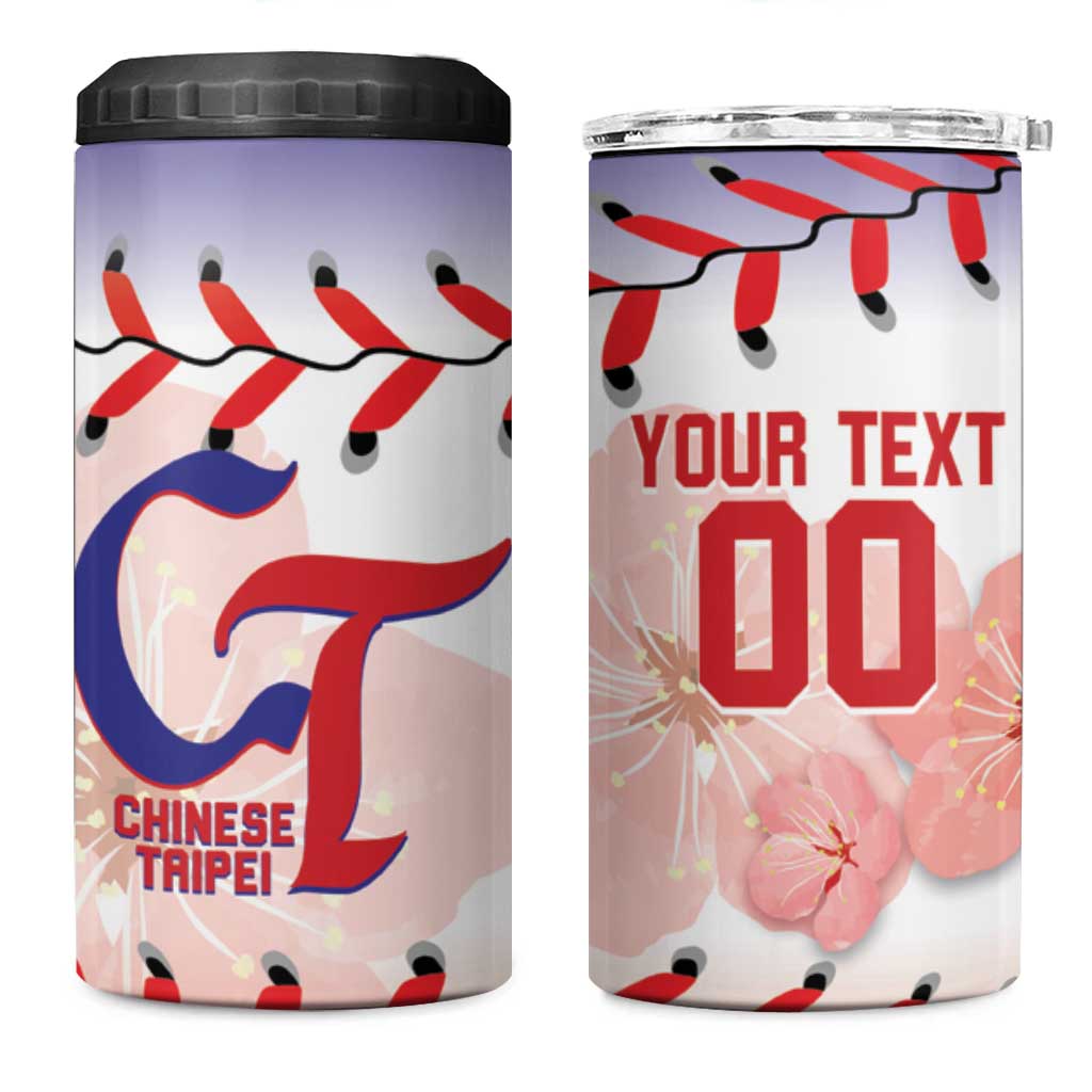 Custom Baseball Chinese Taipei 4 in 1 Can Cooler Tumbler National Plum Blossom - Dynamic Style - Wonder Print Shop