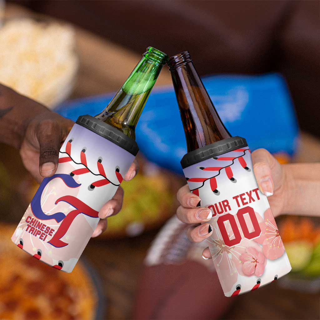 Custom Baseball Chinese Taipei 4 in 1 Can Cooler Tumbler National Plum Blossom - Dynamic Style - Wonder Print Shop