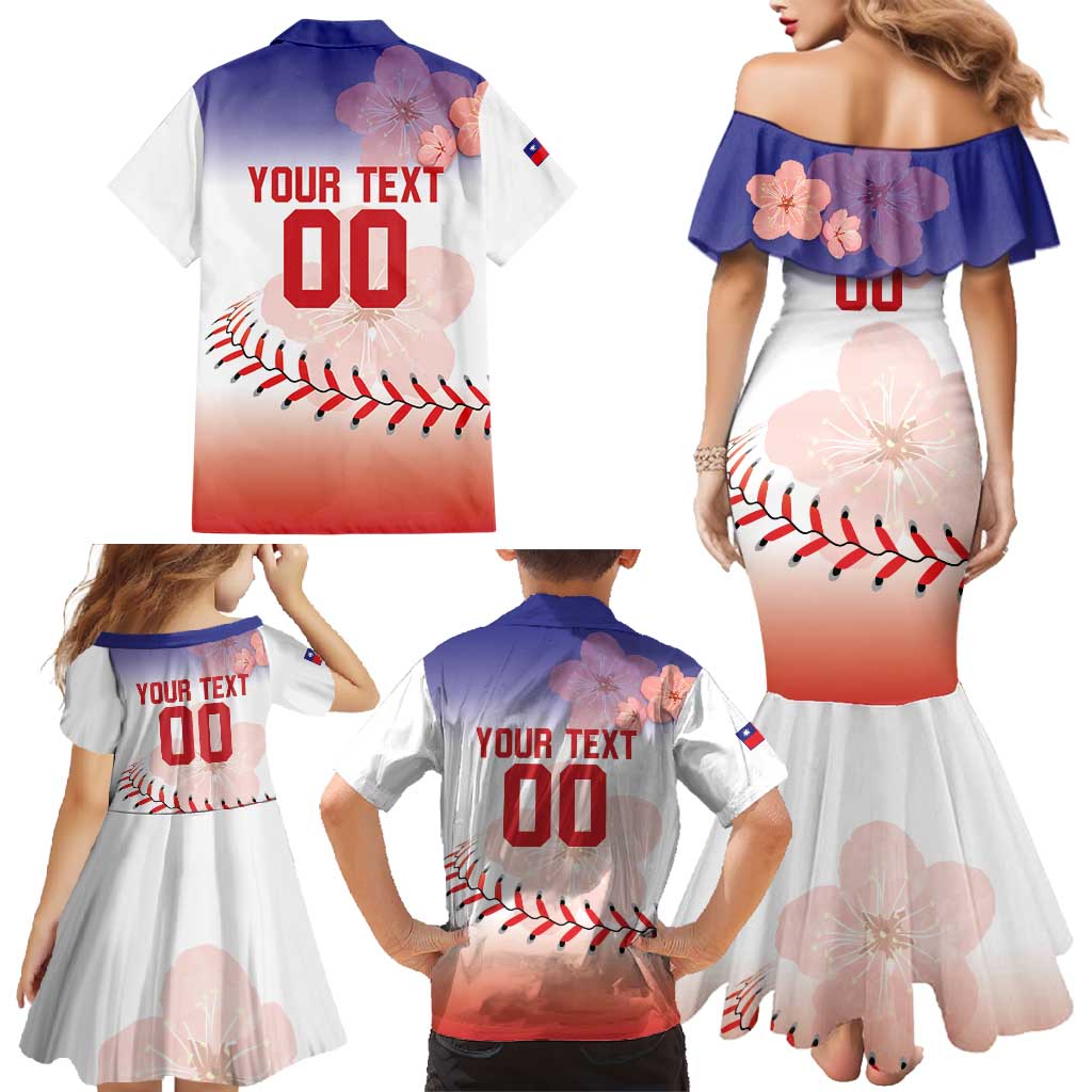 Custom Baseball Chinese Taipei Family Matching Mermaid Dress and Hawaiian Shirt National Plum Blossom - Dynamic Style - Wonder Print Shop