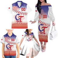 Custom Baseball Chinese Taipei Family Matching Off The Shoulder Long Sleeve Dress and Hawaiian Shirt National Plum Blossom - Dynamic Style - Wonder Print Shop