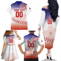 Custom Baseball Chinese Taipei Family Matching Off The Shoulder Long Sleeve Dress and Hawaiian Shirt National Plum Blossom - Dynamic Style - Wonder Print Shop